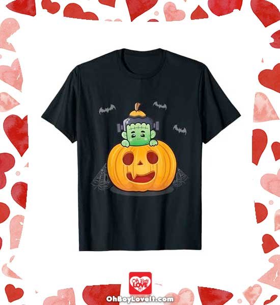 Oh Boy Love It Happy Halloween, Halloween Merch T-shirt Cute Frankenstein Pumpkin