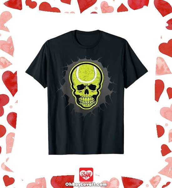 Oh Boy Love It Happy Halloween, Halloween Merch T-shirt Sports Skull Tennis