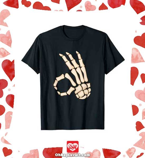 Oh Boy Love It Happy Halloween, Halloween Merch T-shirt OK Skeleton Hand