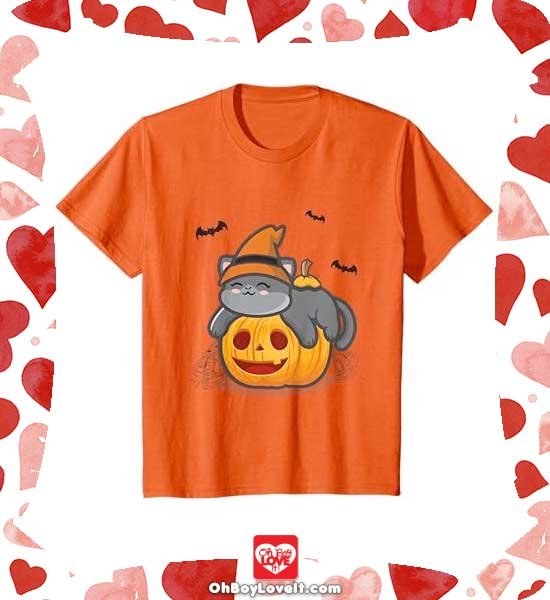 Oh Boy Love It Happy Halloween, Halloween Merch T-shirt Cute Cat Pumpkin