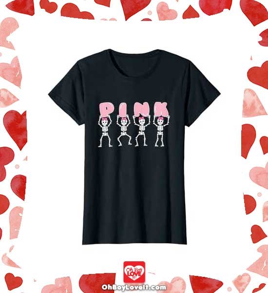 Oh Boy Love It Breast Cancer Awareness, In October We Wear Pink, Merch T-shirt Halloween Skeleton