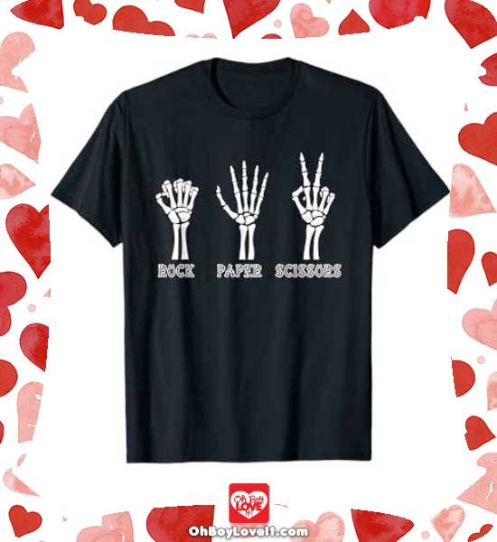 Oh Boy Love It Happy Halloween, Halloween Merch T-shirt, Rock Paper Scissors Skeleton Hands