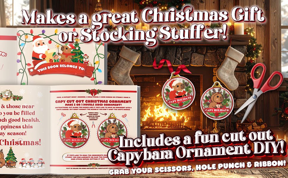 Oh Boy Love It Capybara Christmas Book, Capybara Ornament DIY, Capybara Christmas Rhyming Book