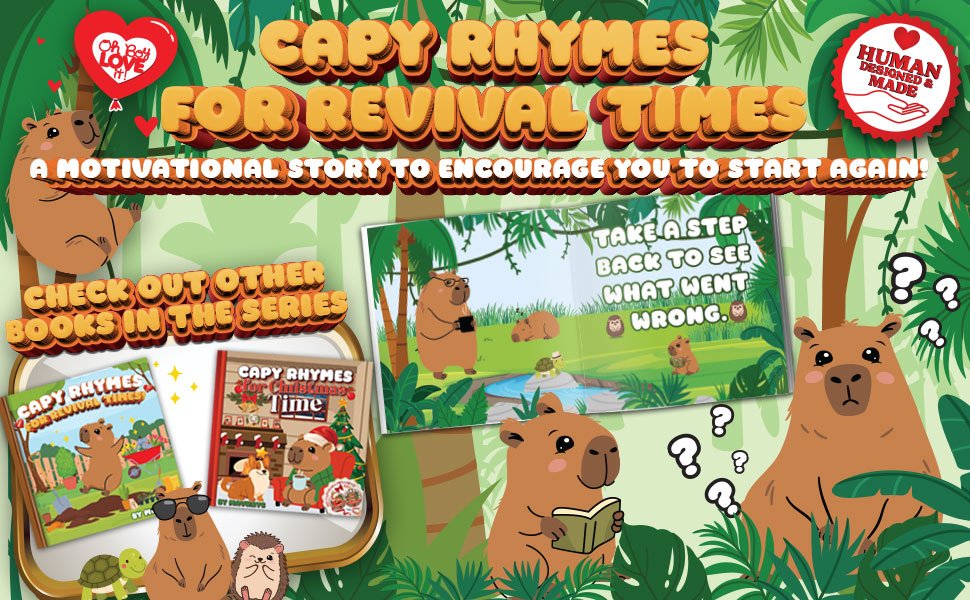 Oh Boy Love It Capybara Motivational Book, Capybara Encouraging Rhyming Book Full Color
