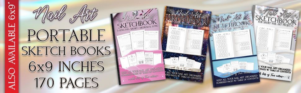 Oh Boy Love It, Nail Art Sketchbooks, Design Planners 3 styles, Long Nails, Medium Length, Short Length 6x9