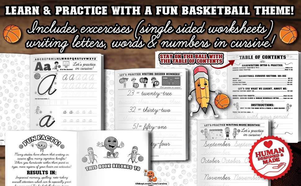 Oh Boy Love It - Learn and Practice. Handwriting Cursive | Basketball