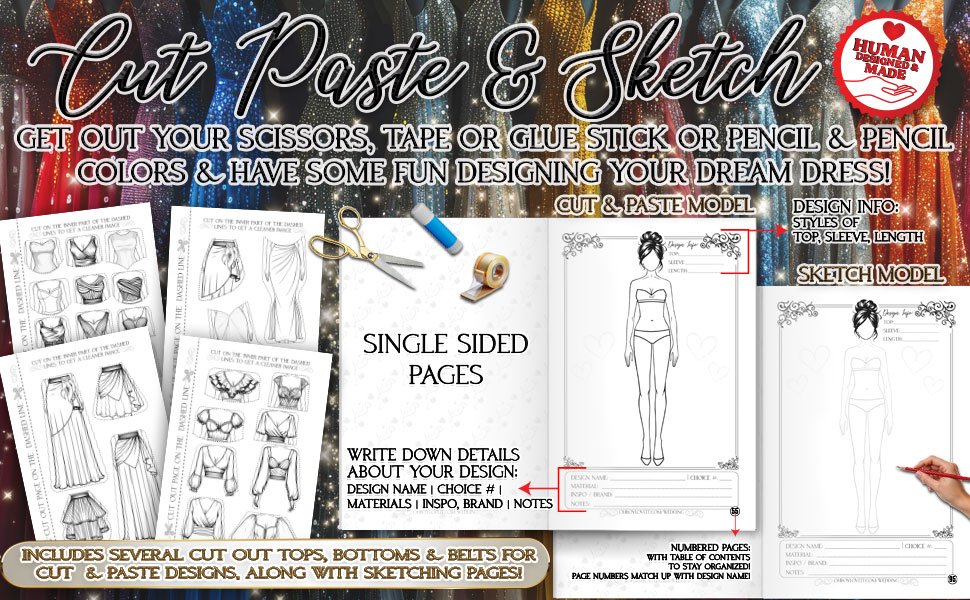 Oh Boy Love It Sweet 16 Dress Design planner Cut, Paste sketch