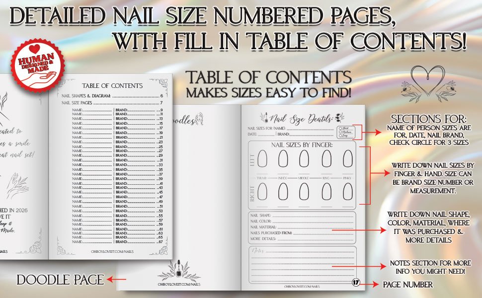 Oh Boy Love It, Press On Nail Size Organizers, Pink, White, Black, Glitter