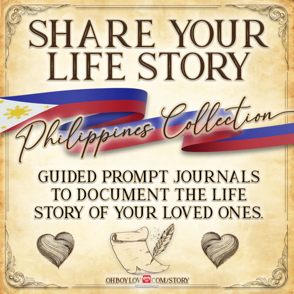 Oh Boy Love It Books, Share your Life Story Philippines Collection. Family Life Story - Filippino Lola, lolo, nanay, tatay, ninang, ninong, tita, tito